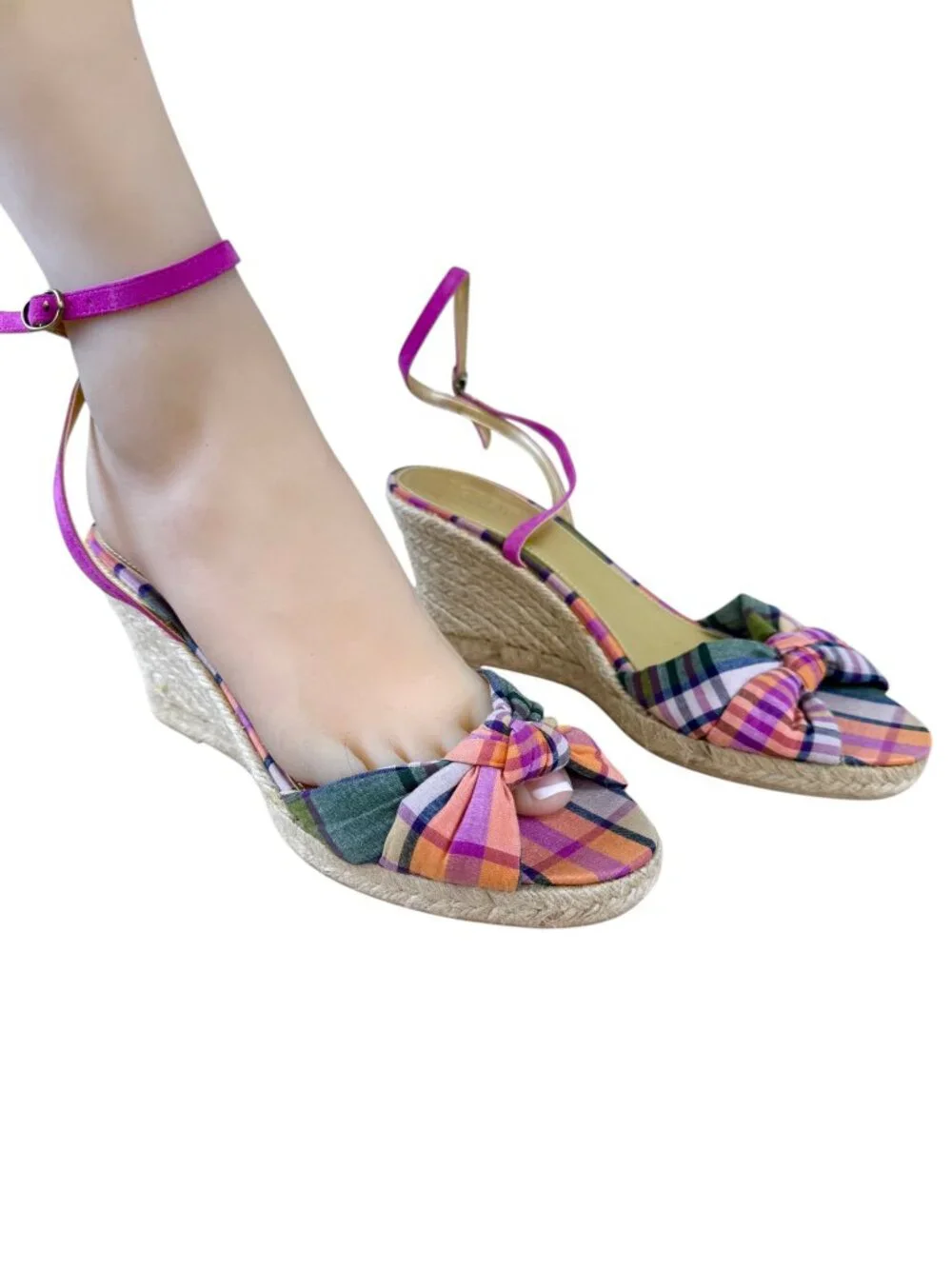 J.Crew Espadrille Wedge Sandals Plaid Madras (10)
